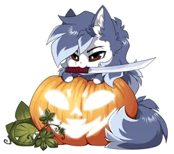 Size: 2072x1828 | Tagged: safe, alternate version, artist:arctic-fox, derpibooru import, part of a set, oc, unofficial characters only, earth pony, pony, alternate character, commission, image, mouth hold, png, pumpkin, solo, ych result