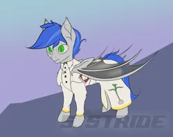 Size: 5978x4735 | Tagged: safe, artist:shade stride, derpibooru import, oc, oc:shade stride, bat pony, pony, bat pony oc, bat wings, book, clothes, costume, halloween, halloween costume, holiday, image, png, priest, solo, standing, the garlic bible, wings