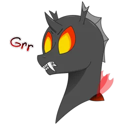 Size: 4000x4000 | Tagged: safe, artist:rumstone, derpibooru import, oc, oc:shift changeling, unofficial characters only, changeling, angry, angy, bust, changeling oc, fangs, image, krita, png, portrait, red changeling, simple background, transparent background