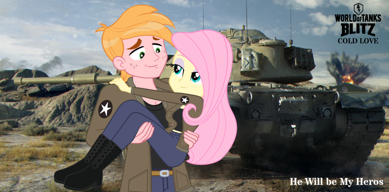 Size: 1094x540 | Tagged: safe, anonymous artist, artist:edy_january, derpibooru import, edit, vector edit, big macintosh, fluttershy, human, equestria girls, equestria girls series, bedroom eyes, big breasts, boots, breasts, bridal carry, busty fluttershy, carrying, clothes, female, fluttermac, girls und panzer, image, jacket, looking at each other, looking at someone, m48 patton, male, marine, marines, medium tank, military, military uniform, png, russia, saunders, shipping, shoes, smiling, smiling at each other, straight, tank (vehicle), text, uniform, united states, usmc, vector