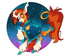 Size: 2326x2021 | Tagged: safe, artist:goatpaste, derpibooru import, sunburst, pony, unicorn, cloak, clothes, colored hooves, curved horn, glasses, hoof fluff, horn, image, leonine tail, male, png, solo, stallion, sunburst's cloak, tail