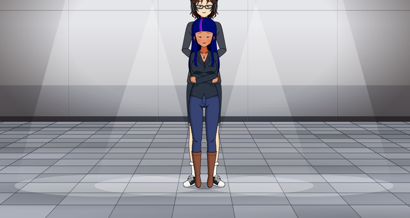 Size: 1366x727 | Tagged: safe, derpibooru import, twilight sparkle, oc, human, duo, height difference, humanized, image, kisekae, png