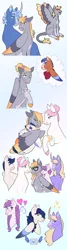 Size: 1280x4789 | Tagged: safe, artist:s0ftserve, derpibooru import, derpy hooves, dinky hooves, nurse redheart, pokey pierce, spearhead, oc, oc:booboo kisses, oc:chain mail, pony, colored wings, curved horn, cutie mark, derpyheart, female, headcanon, horn, image, jpeg, lesbian, male, mare, multicolored wings, next generation, parent:derpy hooves, parent:nurse redheart, parent:spearhead, ponytail, pregnancy test, shipping, stallion, story included, straight, toddler, wings