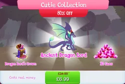Size: 1267x852 | Tagged: safe, derpibooru import, official, gaius (dragon), dragon, bundle, costs real money, crown, dragon lord, dragoness, english, female, gameloft, gem, horns, image, jewelry, jpeg, large wings, numbers, regalia, sale, solo, solo focus, spread wings, text, wings