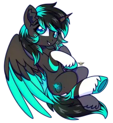 Size: 2500x2720 | Tagged: safe, artist:leah minik, derpibooru import, oc, unofficial characters only, alicorn, pony, alicorn oc, blue eyes, colored wings, commission, female, full body, horn, image, looking at you, mare, partially open wings, png, simple background, smiling, smiling at you, solo, tail, transparent background, two toned mane, two toned tail, two toned wings, wingding eyes, wings