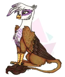 Size: 918x1080 | Tagged: safe, artist:skior, derpibooru import, gilda, gryphon, chest fluff, folded wings, image, jpeg, simple background, sitting, solo, tail curled, white background, wings