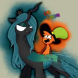 Size: 1280x1280 | Tagged: safe, artist:ema0rsully, derpibooru import, queen chrysalis, changeling, crossover, doom, equestria is doomed, image, impending doom, jpeg, oh no, this will not end well, uh oh, wander (wander over yonder), wander over yonder, we're all doomed, xk-class end-of-the-world scenario, you monster