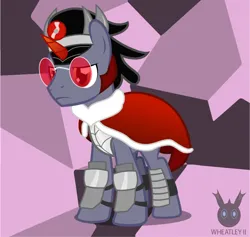 Size: 765x726 | Tagged: safe, artist:wheatley r.h., derpibooru import, oc, crystal pony, pony, unicorn, clothes, derpibooru exclusive, glasses, horn, image, jpeg, male, silver, simple background, solo, stallion, the crystal empire 10th anniversary, unicorn oc, vector, watermark
