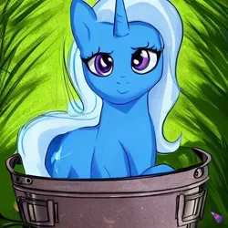 Size: 512x512 | Tagged: safe, derpibooru import, machine learning generated, purplesmart.ai, stable diffusion, trixie, pony, unicorn, bucket, female, image, mare, png