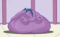 Size: 1280x800 | Tagged: suggestive, artist:astr0zone, derpibooru import, izzy moonbow, unicorn, belly, big belly, bingo wings, blob, butt, fat, fat face, female, feral, g5, huge belly, huge butt, image, immobile, impossibly large belly, impossibly large butt, jpeg, large belly, large butt, morbidly obese, obese, smiling, solo