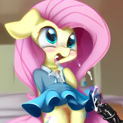 Size: 2048x2048 | Tagged: explicit, derpibooru import, machine learning generated, fluttershy, anthro, pegasus, pony, unguligrade anthro, clothes, cum, cumming, female, filly, filly fluttershy, foal, foalcon, frills, image, nudity, open mouth, outfit, penis, png, skirt, underage, vulva, younger