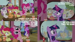 Size: 4400x2475 | Tagged: safe, derpibooru import, edit, edited screencap, editor:quoterific, screencap, alula, apple bloom, berry punch, berryshine, dinky hooves, featherweight, gallop j. fry, goldengrape, minuette, noi, pinkie pie, pipsqueak, piña colada, pluto, scootaloo, sir colton vines iii, sweetie belle, twilight sparkle, twilight sparkle (alicorn), alicorn, twilight time, burger, camera, cutie mark crusaders, food, hay burger, image, png