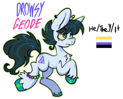 Size: 640x518 | Tagged: safe, artist:kreeeeeez, derpibooru import, oc, oc:drowsy geode, unofficial characters only, earth pony, bracelet, chest fluff, coat markings, colored hooves, ear piercing, earring, earth pony oc, facial hair, g5 oc, image, jewelry, messy mane, nonbinary, nonbinary pride flag, outline, piercing, png, pride, pride flag, pronouns, reddit, simple background, solo, transparent background, unshorn fetlocks