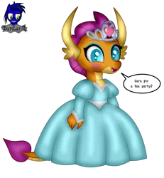 Size: 3840x4154 | Tagged: safe, artist:damlanil, derpibooru import, smolder, dragon, bipedal, clothes, comic, cute, dragon wings, dragoness, dress, eyelashes, eyeshadow, female, girly, happy, horns, image, jewelry, lipstick, looking at you, makeup, png, princess outfit, princess smolder, show accurate, simple background, smiling, smolderbetes, solo, speech bubble, standing, text, tiara, transparent background, vector, wings