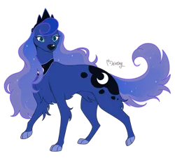 Size: 928x861 | Tagged: safe, artist:beinting, derpibooru import, princess luna, dog, crown, cute, dogified, female, image, jewelry, lunabetes, moonmutt, png, regalia, signature, simple background, solo, species swap, transparent background