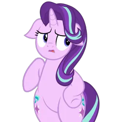 Size: 5044x5208 | Tagged: safe, artist:duskyzombie, derpibooru import, starlight glimmer, pony, unicorn, bipedal, both cutie marks, cute, female, floppy ears, glimmerbetes, image, mare, open mouth, png, simple background, solo, transparent background, wide hips