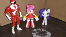 Size: 1282x720 | Tagged: safe, artist:dex stewart, derpibooru import, rarity, anthro, human, pony, unicorn, my little pony: pony life, amy rose, animated, campfire, carter grayson, image, power rangers, power rangers lightspeed rescue, sonic the hedgehog (series), stop motion, toy, webm