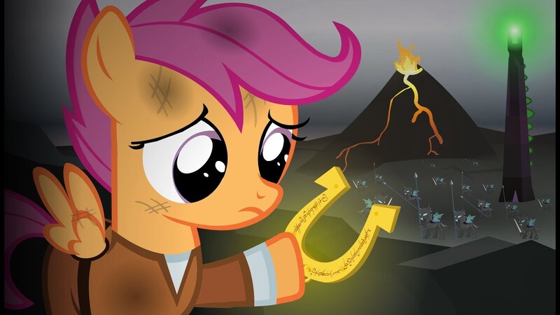 Size: 1280x720 | Tagged: safe, artist:jacob kitts, derpibooru import, scootaloo, ponified, changeling, pegasus, pony, 2012, barad-dûr, crossover, female, filly, foal, horseshoes, image, jpeg, lord of the rings, mount doom, nostalgia, parody, re-enacted by ponies, solo, thumbnail, youtube, youtube link, youtube thumbnail