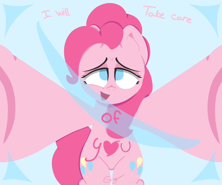 Size: 4888x4065 | Tagged: safe, artist:realgero, derpibooru import, pinkie pie, earth pony, semi-anthro, image, looking at you, png, solo, talking to viewer