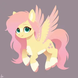 Size: 1000x1000 | Tagged: safe, artist:luminousdazzle, derpibooru import, fluttershy, pegasus, pony, blaze (coat marking), brown background, chest fluff, coat markings, colored hooves, colored wings, cute, cutie mark, facial markings, female, flying, g4, image, long mane, looking at you, mare, multicolored wings, pale belly, png, redesign, shyabetes, simple background, smiling, smiling at you, socks (coat marking), solo, spread wings, three quarter view, two toned wings, unshorn fetlocks, wings