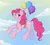 Size: 4500x4060 | Tagged: safe, artist:ske, derpibooru import, pinkie pie, earth pony, pony, balloon, cloud, floating, image, in the sky, looking at you, png, sky, smiling, solo, then watch her balloons lift her up to the sky