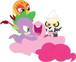 Size: 3552x2905 | Tagged: safe, artist:porygon2z, derpibooru import, pinkie pie, spike, oc, oc:heatwave, image, king clawthorne, png, the owl house, tickling