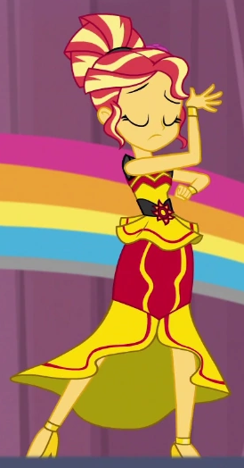 Size: 274x524 | Tagged: safe, derpibooru import, edit, edited screencap, screencap, sunset shimmer, dance magic, equestria girls, spoiler:eqg specials, alternate hairstyle, clothes, cropped, dress, image, png, solo, unf