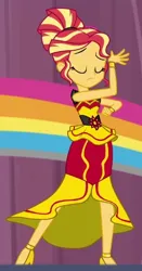 Size: 274x524 | Tagged: safe, derpibooru import, edit, edited screencap, screencap, sunset shimmer, dance magic, equestria girls, spoiler:eqg specials, alternate hairstyle, clothes, cropped, dress, image, png, solo, unf