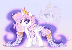 Size: 1600x1103 | Tagged: safe, artist:gloriaartist, derpibooru import, oc, unofficial characters only, alicorn, pony, alicorn oc, braid, braided tail, crown, female, horn, image, jewelry, jpeg, mare, regalia, solo, tail, wings, zoom layer