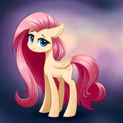 Size: 2520x2520 | Tagged: safe, derpibooru import, machine learning generated, stable diffusion, fluttershy, pegasus, pony, cute, female, floppy ears, gradient background, image, looking at you, mare, png, shyabetes, solo