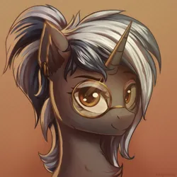 Size: 2000x2000 | Tagged: safe, artist:adagiostring, derpibooru import, oc, oc:nebula flare, unofficial characters only, pony, unicorn, chest fluff, ear fluff, ear piercing, earring, eyeshadow, female, freckles, glasses, horn, image, jewelry, makeup, mare, piercing, png, unicorn oc