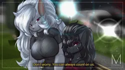 Size: 3840x2160 | Tagged: safe, artist:maximus, derpibooru import, oc, oc:ashley rivera, anthro, bat, unicorn, breasts, image, looking at you, park, png, text