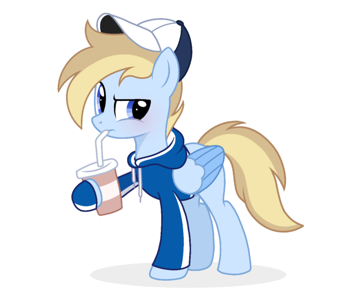 Size: 1230x1080 | Tagged: safe, artist:cstrawberrymilk, derpibooru import, oc, oc:terncode, unofficial characters only, pegasus, pony, cap, clothes, colored wings, drinking, female, hat, hoodie, image, mare, pegasus oc, png, simple background, solo, transparent background, two toned wings, wings