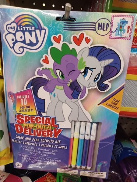 Size: 3000x4000 | Tagged: safe, derpibooru import, rainbow dash, rarity, spike, dragon, pegasus, pony, coloring page, dollar tree, female, heart, image, irl, jpeg, male, markers, my little pony logo, one eye closed, photo, picture, shipping, sparity, straight, traditional art