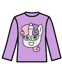 Size: 1766x2018 | Tagged: safe, artist:northstarponyg1, derpibooru import, sweetie belle, pony, unicorn, bust, clothes, cute, diasweetes, female, filly, foal, g4, grin, head, image, implied twilight sparkle, png, purple, shirt, smiling, sweater