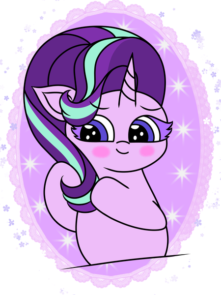 Size: 2304x3072 | Tagged: safe, derpibooru import, starlight glimmer, colored, colored background, cute, glimmerbetes, image, png, shy, smiling