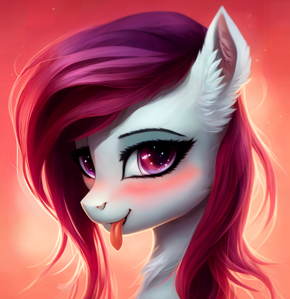 Size: 2480x2560 | Tagged: safe, derpibooru import, machine learning generated, stable diffusion, oc, unofficial characters only, pegasus, pony, adorable face, blushing, cute, derpibooru exclusive, ear fluff, eyelashes, female, image, mare, png, solo, tongue out