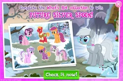 Size: 1962x1297 | Tagged: safe, derpibooru import, official, big macintosh, diamond tiara, little mac, scootaloo, silver spoon, sugar belle, sweetie belle, earth pony, pegasus, pony, unicorn, the last problem, clothes, collection, colt, english, female, foal, future, gameloft, glasses, group, horn, image, jewelry, jpeg, male, mare, necklace, older, older big macintosh, older diamond tiara, older scootaloo, older silver spoon, older sugar belle, older sweetie belle, shirt, small wings, spread wings, stallion, text, tiara, unshorn fetlocks, wings