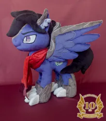 Size: 1792x2048 | Tagged: safe, artist:nerofledermaus, derpibooru import, oc, oc:fenris ebonyglow, unofficial characters only, original species, pony, timber pony, timber wolf, claws, clothes, image, jpeg, plushie, scarf, species swap