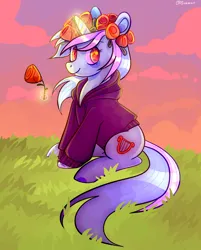 Size: 1884x2346 | Tagged: safe, artist:1racat, derpibooru import, lyra heartstrings, pony, fanfic:background pony, background pony, dawn, female, flower, image, png, solo, solo female, tulip