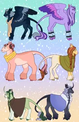 Size: 1280x1980 | Tagged: safe, artist:s0ftserve, derpibooru import, chancellor puddinghead, clover the clever, commander hurricane, princess platinum, private pansy, smart cookie, pony, clothes, image, jpeg, scarf