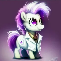 Size: 4096x4096 | Tagged: safe, derpibooru import, editor:tempestdk, machine learning generated, midjourney, stable diffusion, oc, oc:puff smarts, earth pony, pony, clothes, colt, foal, image, jpeg, lab coat, male, necktie, solo, upscaled