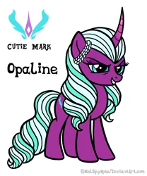 Size: 1280x1536 | Tagged: safe, artist:melspyrose, derpibooru import, opaline, pony, unicorn, my little pony: make your mark, spoiler:g5, spoiler:my little pony: make your mark, cutie mark, evil grin, female, g5, grin, image, jpeg, mare, smiling, smirk