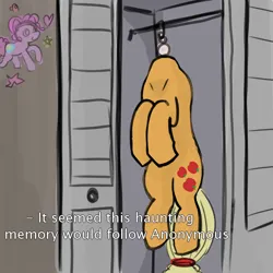 Size: 1024x1024 | Tagged: suggestive, artist:anonymous, applejack, pinkie pie, ponified, earth pony, pony, /mlp/, 4chan, closet, headless, image, png, ponified photo, sex doll, subtitles