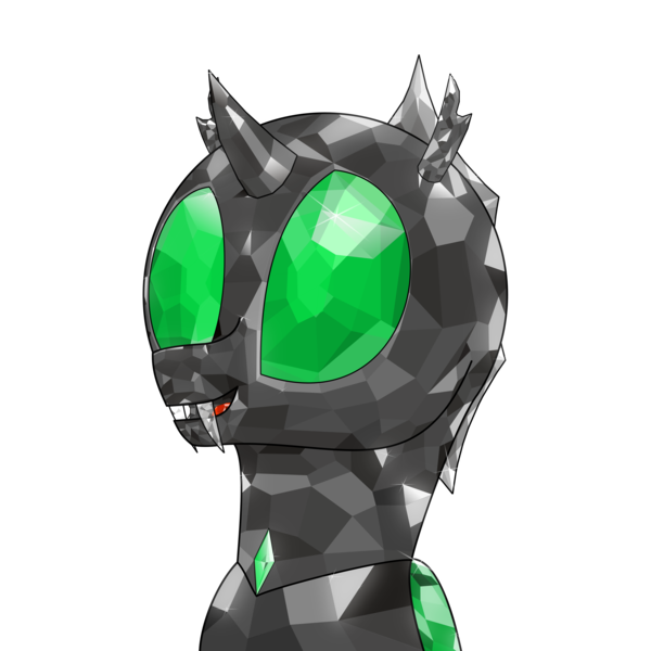 Size: 4000x4000 | Tagged: safe, artist:rumstone, derpibooru import, oc, oc:rumstone, changeling, crystal pony, changeling oc, crystal changeling, crystallized, gem, gemstones, green changeling, image, png, profile picture, shine, simple background, the crystal empire 10th anniversary, transparent background