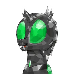 Size: 4000x4000 | Tagged: safe, artist:rumstone, derpibooru import, oc, oc:rumstone, changeling, crystal pony, changeling oc, crystal changeling, crystallized, gem, gemstones, green changeling, image, png, profile picture, shine, simple background, the crystal empire 10th anniversary, transparent background