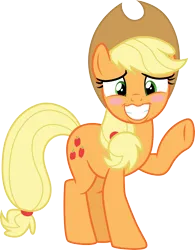 Size: 3000x3841 | Tagged: safe, artist:cloudyglow, derpibooru import, applejack, made in manehattan, blushing, image, png, simple background, solo, transparent background, vector