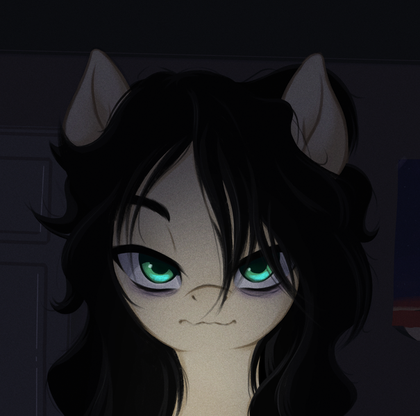 Size: 1542x1529 | Tagged: safe, artist:nathayro37, edit, editor:anonymous, oc, oc:floor bored, unofficial characters only, earth pony, pony, bags under eyes, chromatic aberration removal, female, image, mare, messy mane, png, solo