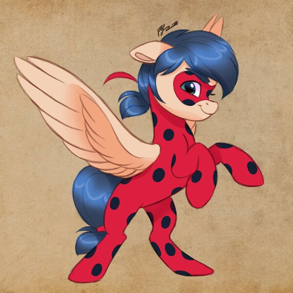 Size: 2048x2048 | Tagged: safe, artist:artharuhi, derpibooru import, ponified, pegasus, pony, image, jpeg, marinette dupain-cheng, miraculous ladybug, solo