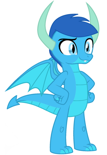 Size: 2951x4269 | Tagged: safe, artist:ponygamer2020, derpibooru import, oc, oc:frosty, oc:frosty the dragon, unofficial characters only, dragon, absurd resolution, claws, dragon oc, dragoness, female, hair, hand on hip, horn, image, male, non-pony oc, png, simple background, smiling, solo, tail, teenaged dragon, teenager, transparent background, vector, wings